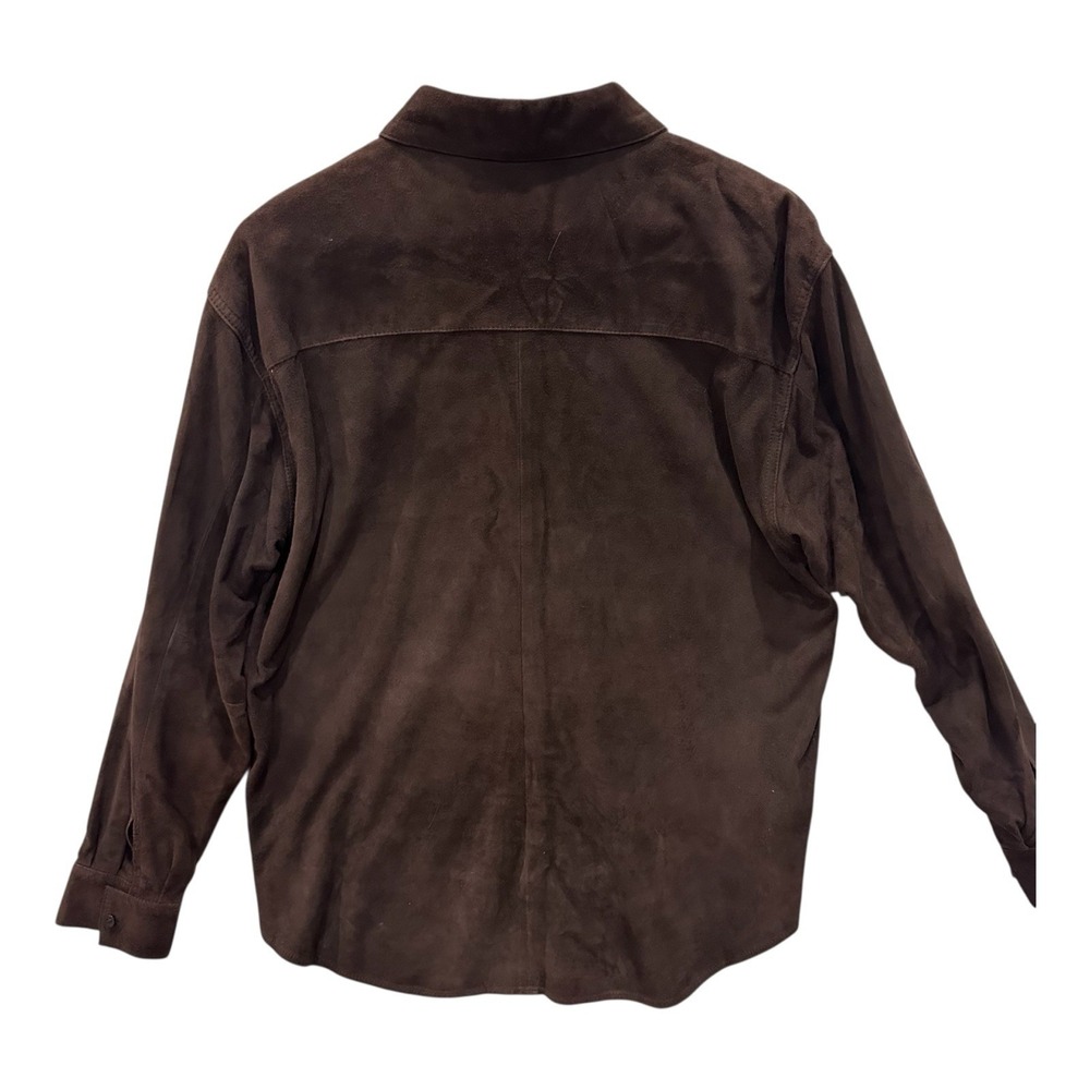 Talbots Womens Leather Suede Shirt Jacket Size M Old Money Western Brown - Picture 2 of 8